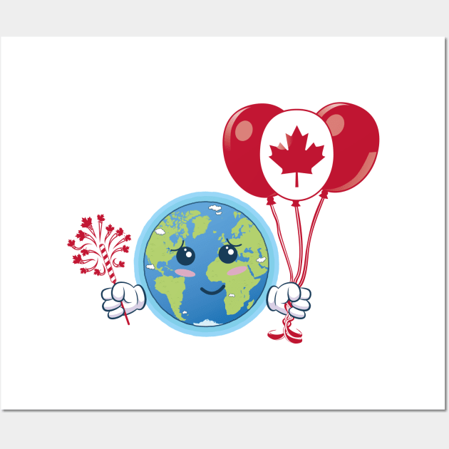 Canada Day.Earth celebrates the Canada's Birthday Wall Art by FunawayHit